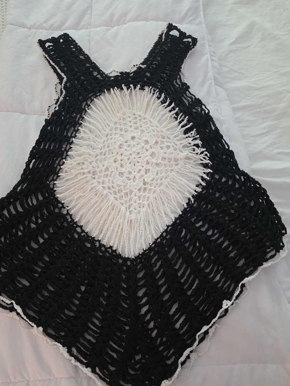 Black & White Crochet Swim Cover-Up Tank